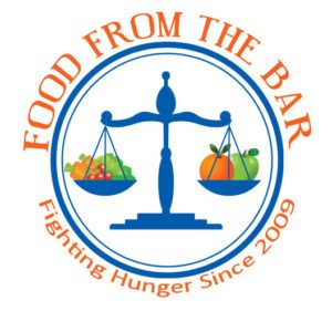 The "Food From The Bar" logo, proudly supporting the Los Angeles Regional Food Bank, displays a scale with vibrant fruits and vegetables balanced with an apple and orange. The text beneath declares, "Fighting Hunger Since 2009.