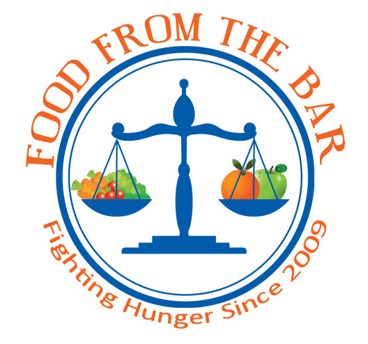The "Food From The Bar" logo, proudly supporting the Los Angeles Regional Food Bank, displays a scale with vibrant fruits and vegetables balanced with an apple and orange. The text beneath declares, "Fighting Hunger Since 2009.