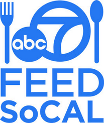 la-food-bank_feed-socal-logo-v1 Logo for ABC 7 Feed SoCal, featuring a fork and spoon flanking the circular ABC 7 emblem. The text reads "FEED SoCAL" in bold blue letters, highlighting its partnership with the Los Angeles Regional Food Bank.