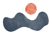 YT+Mark This abstract image evokes the spirit of Los Angeles, with a wavy, dark blue shape and a textured orange circle above it, reminiscent of a minimalist landscape with the sun or moon. The design subtly mirrors the diverse vibrancy found within community hubs like the Los Angeles Regional Food Bank.