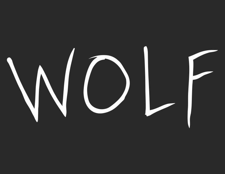 wolf+logo The word "WOLF" is artistically scrawled in large, white, hand-drawn letters on a dark gray background, reminiscent of the bold efforts by the Los Angeles Regional Food Bank to combat hunger with strength and unity.