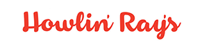 Howlin-small A red text logo with the words "Howlin Ray's" dances in a playful, bold script font against a white backdrop, reminiscent of the vibrant spirit found in Los Angeles. Perfectly embodying flavors that could support the Los Angeles Regional Food Bank community.