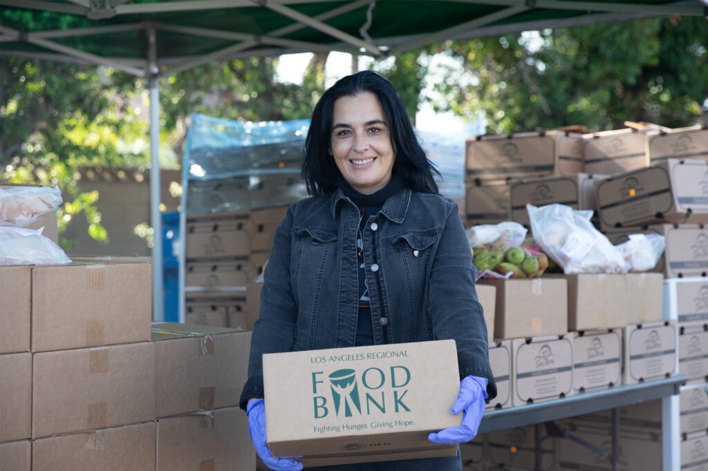 student volunteers at Cerritos College distribution