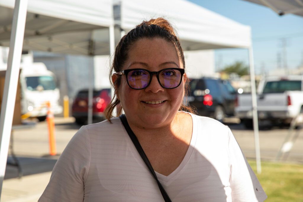 Yazmin, food recipient at Iglesia El Lirio de los Valles in Lancaster
