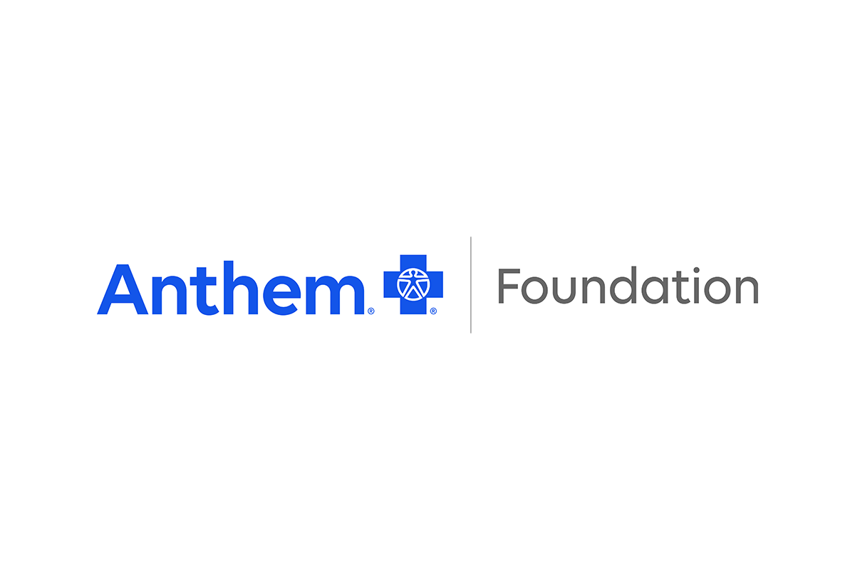 anthem-foundation-logo Logo featuring "Anthem" in blue text with a stylized blue cross and circle design, followed by "Foundation" in gray text. A vertical gray line separates the elements, all set against a white backdrop, reminiscent of partnerships like the Los Angeles Regional Food Bank.