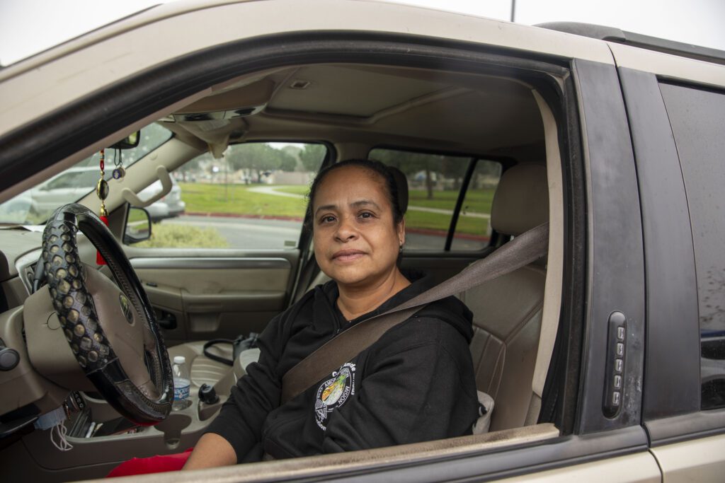 Catalina, food recipient at an LA County drive-through distribution