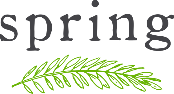 Tony-esnault-logo-spring The image features the word "spring" in lowercase letters above a stylized green fern-like leaf, reminiscent of nature's renewal. This simple design parallels the Los Angeles Regional Food Bank's commitment to revitalizing communities with fresh beginnings.